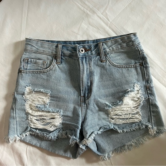 S.O.N.G. Curvy super high rise denim shorts distressed size 5/27 - Picture 1 of 12
